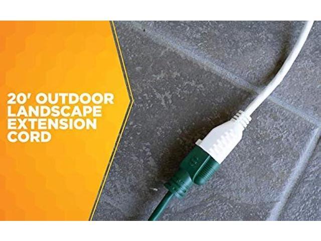 Woods 20 Ft/ 6.1m Outdoor Extension Cord Landscape/Patio Cord 16 Gauge Cord 125 Volts White