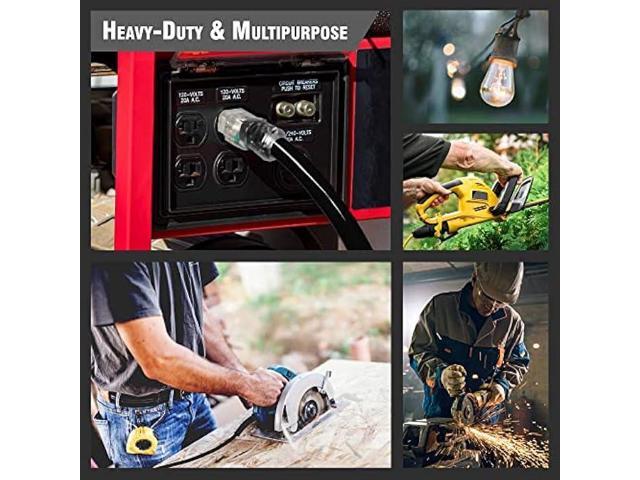 25 ft - 12 Gauge Heavy Duty Lighted SJTW Indoor/Outdoor Black Extension Cord by Watt's Wire - 25' 12-Gauge Grounded 15-Amp Power-Cord (25 Foot...