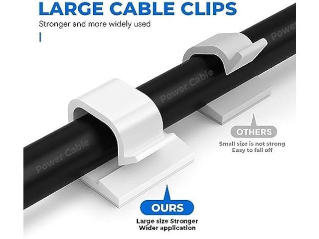 Yocice Large Cable Clips 40pcs with Strong Adhesive Tapes,Wire Holder Organizer Cord Management for Car, Office and Home (White- L04(40PCS))