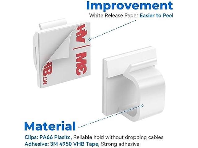 Yocice Large Cable Clips 40pcs with Strong Adhesive Tapes,Wire Holder Organizer Cord Management for Car, Office and Home (White- L04(40PCS))