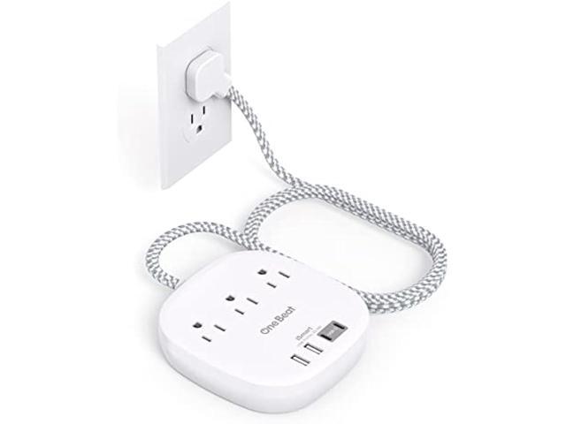 Flat Plug Power Strip, 6ft Ultra Flat Extension Cord - 3 Outlets 4 USB Ports (2 USB C) 22.5W/4.5A Desktop Charging Station, Power Strip No Surge...