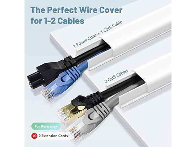 Wire Covers for 2 Cords, 68in Wire Hider On Wall Mounted, White Cord Cover Kit, Cable Cover Paintable, Cable Concealer for Extension Cord, Ethernet...