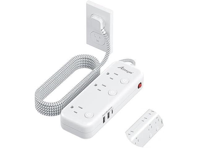 Individual Switch Power Strip with 6 Outlets 3 USB(17W USB C), 5Ft Braided Cord Ultra Thin Flat Plug, 13A Wall Mount Extension Cord with Circuit...