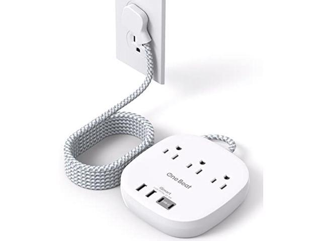 10Ft Flat Plug Power Strip, Ultra Thin Extension Cord - 3 Outlets 4 USB Ports (2 USB C) Desktop Charging Station, Cruise Ship Power Strip with No...