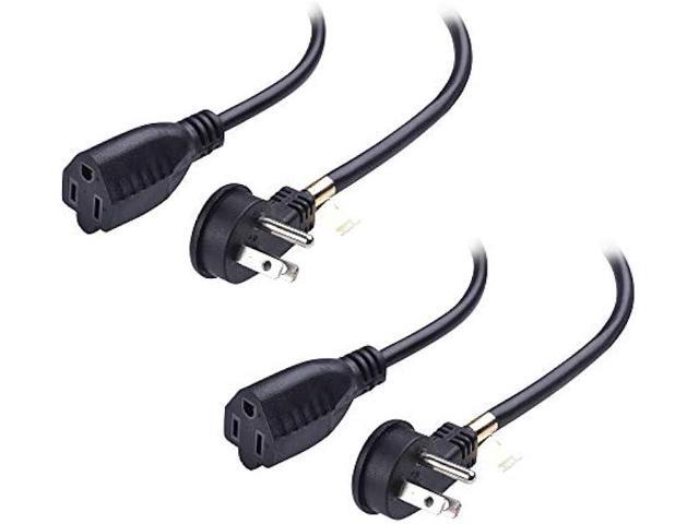 Cable Matters 2-Pack Low Profile Flat Plug Extension Cord (Power Extension Cable) 3 Feet (NEMA 5-15P to NEMA 5-15R)