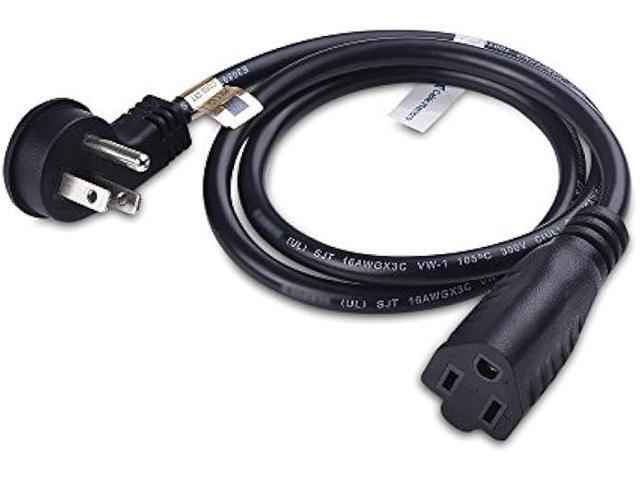 Cable Matters 2-Pack Low Profile Flat Plug Extension Cord (Power Extension Cable) 3 Feet (NEMA 5-15P to NEMA 5-15R)