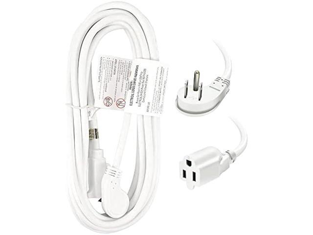 EP 15 Ft Flat Plug Extension Cord, 16 AWG 3 Prong Grounded White Low Profile Extension Cable for Indoor, UL Listed