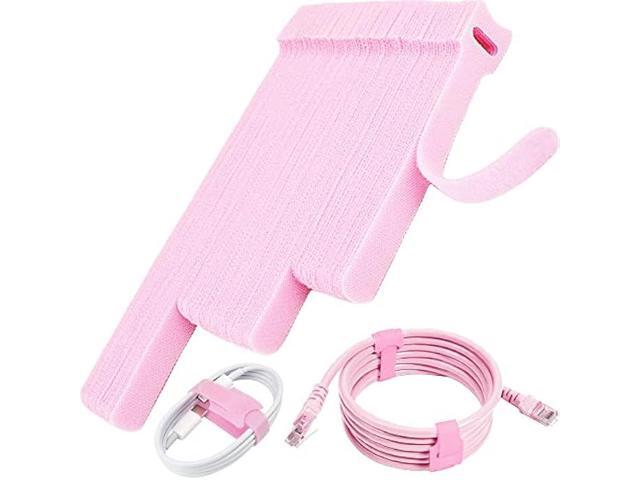 70pcs Cable Ties Reusable Pink Wire Ties Cable Management Cord Ties Reusable for Electronics Hook and Loop Cable Ties for Computer 4 6 8 Inch