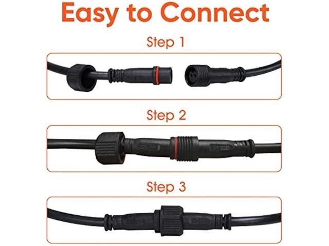 TINSUM Solar Extension Cable 5m16.4 Feet Extender Wires Cords Two Core with Plug Waterproof IP65 for Solar Flood Lights Solar Street Lights 22AWG