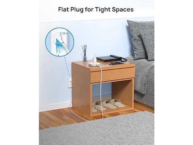 Travel Power Strip - TROND Short Extension Cord with 3 Outlets and 3 USB Ports (2 USB C), 2.6FT Wrapped Around Power Strip, Ultra Thin Flat Plug,...