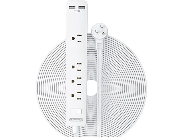 NTONPOWER Long Extension Cord 25 Ft, Flat Extension Cord Under Carpet, Rug, Door, Power Strip Long Cord, Wall Mount Power Strip with 4 Outlets 2...
