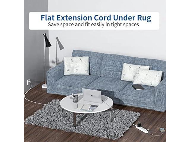 NTONPOWER Long Extension Cord 25 Ft, Flat Extension Cord Under Carpet, Rug, Door, Power Strip Long Cord, Wall Mount Power Strip with 4 Outlets 2...