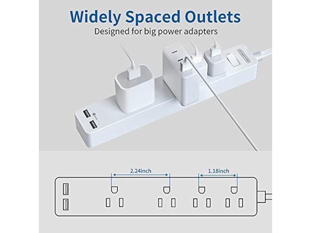 NTONPOWER Long Extension Cord 25 Ft, Flat Extension Cord Under Carpet, Rug, Door, Power Strip Long Cord, Wall Mount Power Strip with 4 Outlets 2...