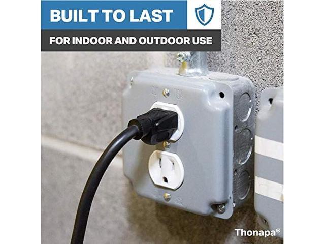 Thonapa 6 Ft Black Outdoor Extension Cord - 16/3 SJTW Weatherproof Water Resistant Electrical Cable with 3 Prong Grounded Plug for Indoor & Outdoor
