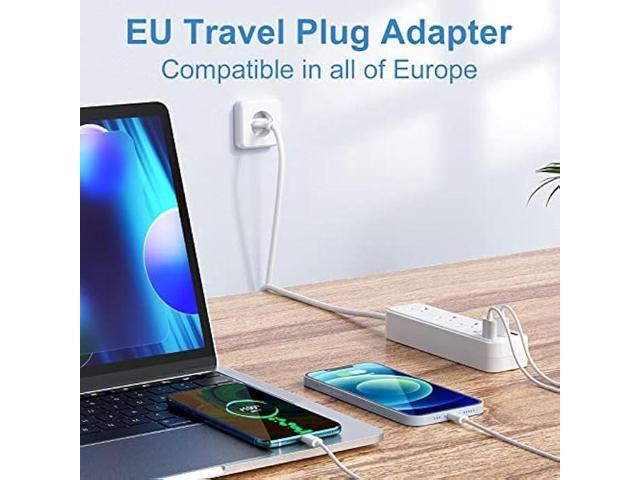 European Travel Plug Adapter, Unidapt International Power Strip, US to Europe USB Extension Cable, Plug Adapter for EU with 3 USB Ports and 3 AC...