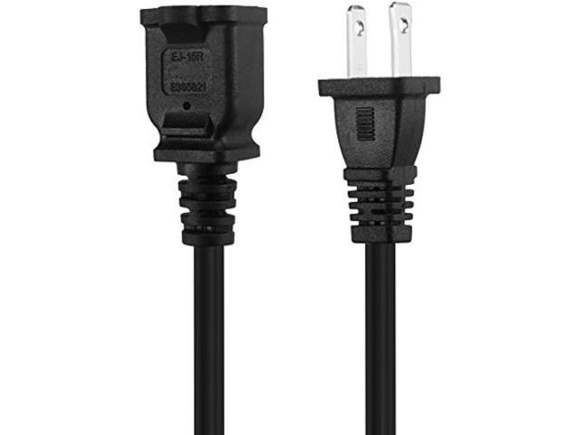 15-Feet Long Polarized US 2-Prong Male-Female Extension Power Cord Cable, 16AWG 2 Outlet Extension Cable Cord US AC 2-Prong Male/Female Power...