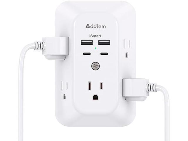 Surge Protector Outlet Extender - Addtam 5-Outlet Splitter with 4 USB Wall Charger(2 USB-C Ports), Multi Plug Outlet Power Strip for Home, Dorm...