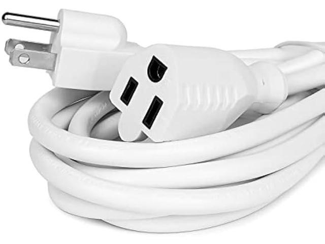 White Outdoor Extension Cord 15 ft Waterproof 16/3 SJTW Heavy Duty General Extension Cable Perfect for Home/Office Use-3 Prong Grounded Plug for...
