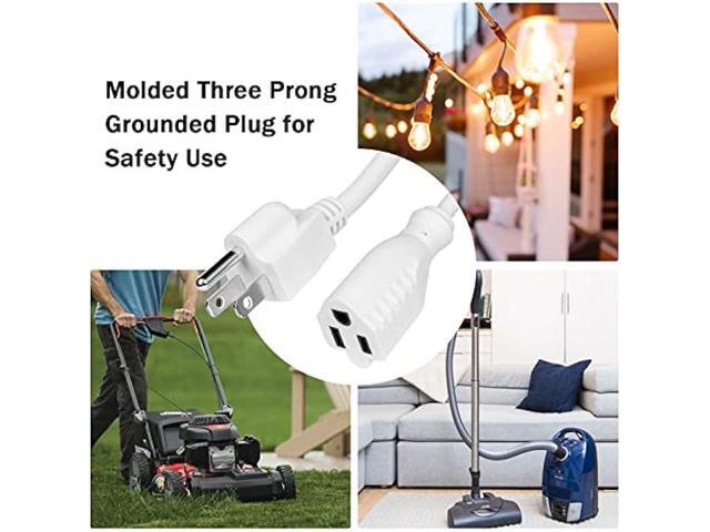 White Outdoor Extension Cord 15 ft Waterproof 16/3 SJTW Heavy Duty General Extension Cable Perfect for Home/Office Use-3 Prong Grounded Plug for...