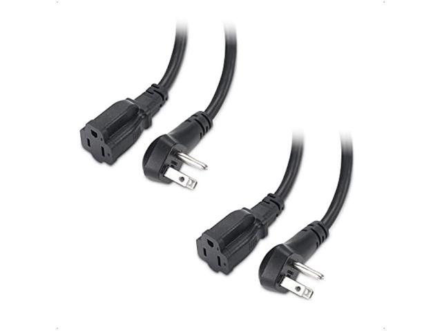 Cable Matters 2-Pack 14AWG 15A Heavy Duty Power Extension Cord 10 ft with Low Profile Plug in Black, ETL Listed (Low Profile Power Cord Extension /...