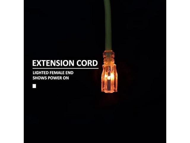 Ultra Explorer 6 Foot Lighted Outdoor Extension Cord - 12/3 SJTW Heavy Duty Black Extension Cable with 3 Prong Grounded Plug for Safety, 15 AMP -...