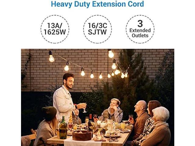 DEWENWILS 25 Ft Outdoor Extension Cord Multiple Outlets for Halloween, Evenly Spaced 3 Outlets Plugs with Safety Cover, 16/3 SJTW Weatherproof Wire...