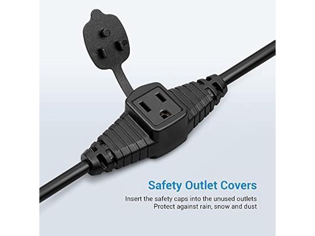 DEWENWILS 25 Ft Outdoor Extension Cord Multiple Outlets for Halloween, Evenly Spaced 3 Outlets Plugs with Safety Cover, 16/3 SJTW Weatherproof Wire...
