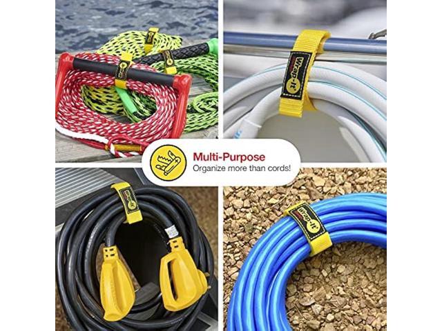 Wrap-It Storage Quick-Strap Cord Wraps, 12 inch (12 Pack) Yellow - Hook and Loop Strap, Extension Cord Holder for Boat Rope, Hose, and Cable...