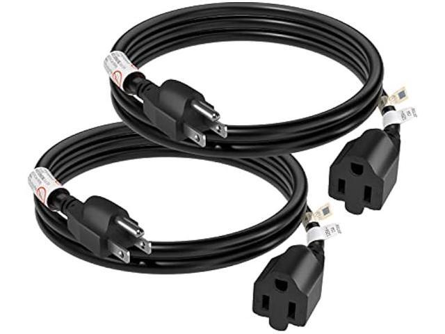 FIRMERST 1875W 3 Ft Extension Cord 14 AWG15A 3 Prong Black, 2 Pack