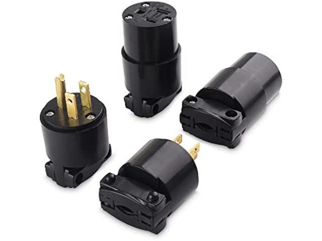 Cable Matters 4-Pack 3 Prong Extension Cord Plug Replacement, UL Listed (2x NEMA 5-15R and 2x NEMA 5-15P Replacement Plugs/Extension Cord Ends) in...