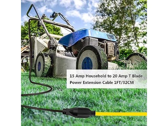 12AWG Heavy Duty Extender AC Plug Adapter [4-in-1], 15 Amp Household to 20 Amp T Blade Power Extension Cord, 1FT/32CM 12AWG Nema 5-15P to...