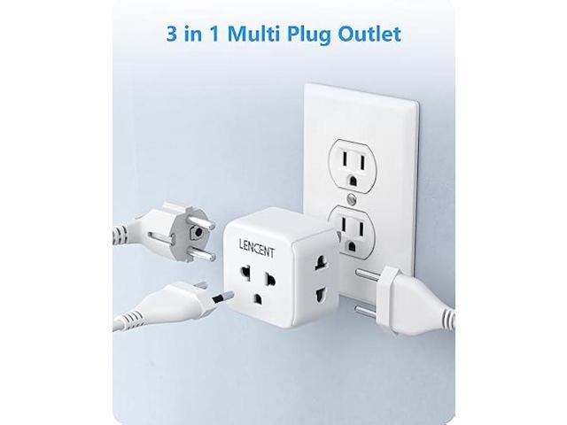 LENCENT 2 Pack EU to US Plug Adapter, European to USA Outlet Adaptor, Travel from Europe to American Outlet, 3 Outlet Extender, Wall Tap, Mini...