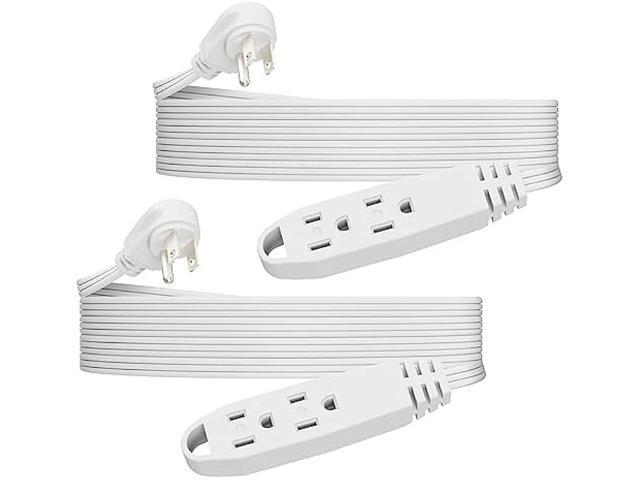 Kasonic 12-Feet 3 Outlet Extension Cord, 2 Pack, Triple Wire Grounded Multi Outlet, UL Listed 16/3 SPT-3, 13 Amp - 125V - 1625 Watts (White)