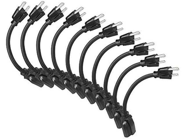 DEWENWILS 10 Pack Short Extension Cord, 1 Foot Power Cord, 16 AWG SJTW Weatherproof Extension Cable for Indoor Outdoor Use, 3 Prong Grounded...