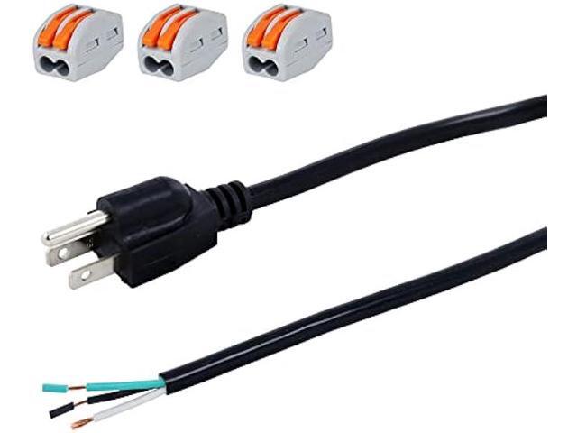 Power Cord Pigtail 16 AWG 3 Prong 12 Foot Open End 3 Wire Heavy Duty SJT 16 Gauge Power Supply Cord 120V AC NEMA 5-15P, Replacement Power Cable...
