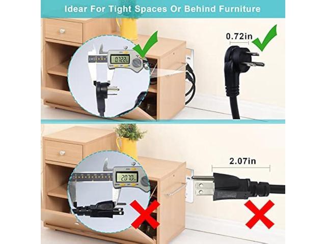 [5 Pack] Flat Plug Short Power Extension Cord - 6inch Black Low Profile Flat Head 3 Prong Grounded Indoor Extension Cord,16AWG 13amp Household...