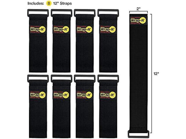 Super-Stretch Wrap-It Storage Straps, 12 (8 Pack) - Elastic Hook and Loop Cinch Straps - Reusable Extension Cord Organizer, Cable Ties, Hose...