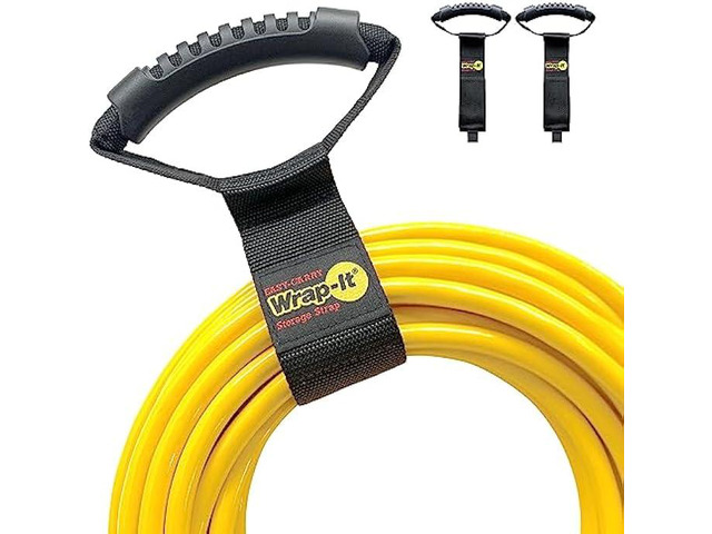 Easy-Carry Wrap-It Storage Straps - 17 (2-Pack) Heavy-Duty Hook and Loop Cord Carrying Strap, Hanger, and Organizer with Handle for Pool Hoses,...