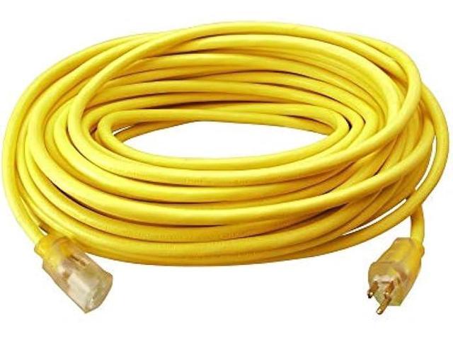 Southwire 2588SW0002 Outdoor Cord-12/3 SJTW Heavy Duty 3 Prong Extension Cord-for Commercial Use (50', Yellow), 50 Feet