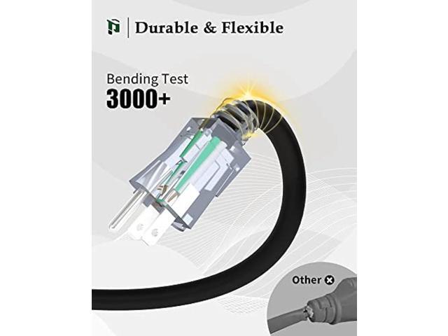 15Ft 12/3 Outdoor Extension Cord with 3-Outlets, Heavy Duty 12 Gauge 3 Prong Extension Cord Waterproof with Lighted end, 15A 12AWG 1875W SJTW, ETL...