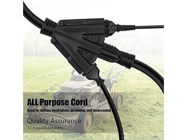 10FT 12/3 Outdoor Extension Cord, Heavy Duty 3-Outlet SJTW Indoor/Outdoor Three-Prong Power-Cord 12-Gauge Grounded 15-Amp 1875 Watts