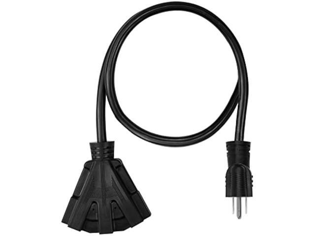 10FT 12/3 Outdoor Extension Cord, Heavy Duty 3-Outlet SJTW Indoor/Outdoor Three-Prong Power-Cord 12-Gauge Grounded 15-Amp 1875 Watts