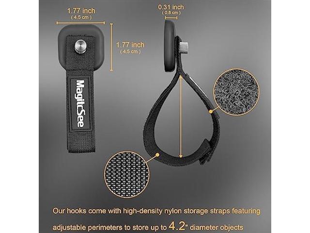 2 Pack Heavy Duty Magnetic Hook Straps for Extension Cords, Powerful Cruise Garage Storage Hook Ties for Hanging Cables, Garden Hoses Ropes,...