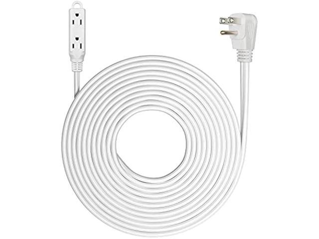 DEWENWILS 3 Outlet Extension Cord with Flat Plug, 25 FT 16/3 Awg Grounded Power Cable for Indoor Use, SPT-3 Cord, White, ETL Listed, 1 Pack