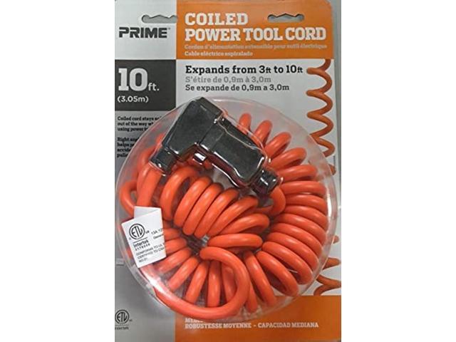 Prime Ad010610 10' 16/3 Sjt Orange Coiled Power Tool Cord