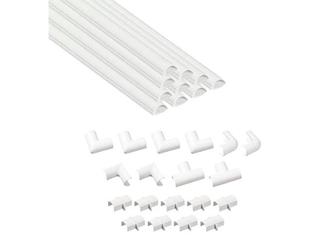 D-Line Half Round Cord Hider, Patented Cable Cover, Hide TV Wall Mount Wires, Raceway for Cords, Decorative Wire Covers, Paintable, Adhesive Cable...