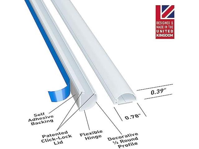 D-Line Half Round Cord Hider, Patented Cable Cover, Hide TV Wall Mount Wires, Raceway for Cords, Decorative Wire Covers, Paintable, Adhesive Cable...