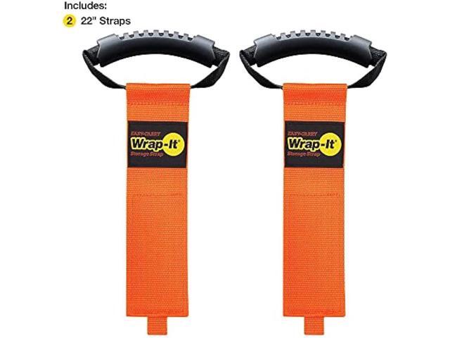 Easy-Carry Wrap-It Storage Straps - 22 (2-Pack) Blaze Orange Heavy-Duty Hook and Loop Cord Carrying Strap, Hanger, and Organizer with Handle for...