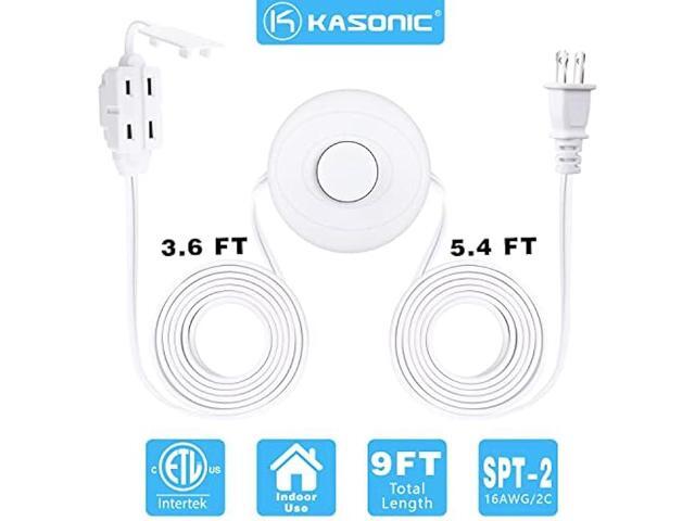 KASONIC Extension Cord with On/Off Switch, 9 Feet 3 Outlets Power Cord with Safety Outlet Cover, Indoor Use with Lamps, Holiday Christmas Tree...
