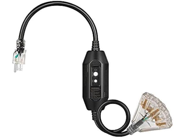 DEWENWILS 3 FT Outdoor GFCI Extension Cord Manual, 12/3 Gauge Extension Cord for Multiple Appliances, Heavy Duty Power Cable with LED Lighted 3...